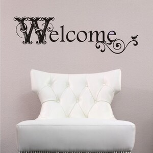 Welcome Wall Decal Vintage Sign - Vinyl Text Wall Words Stickers Art Custom Home Decor