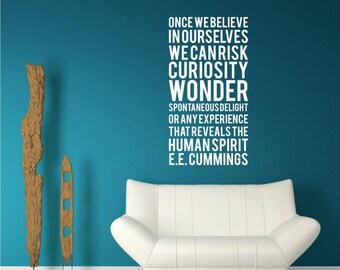 Human Spirit Wall Decals Quote - ee cummings Subway Art Custom Home Decor