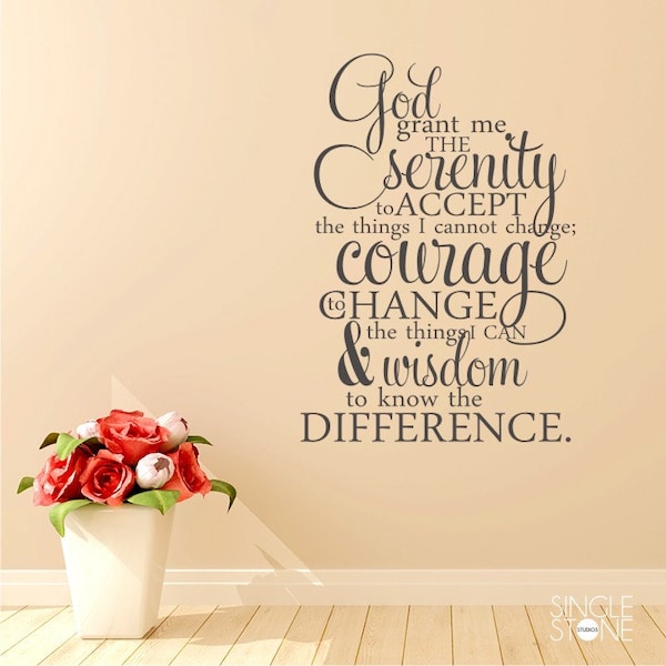 Serenity Prayer Wall Decal Quote - Vinyl Word Art Custom Home Decor