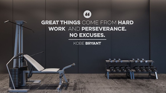 Kobe Bryant No Excuses Wall Decal Quote - Vinyl Art