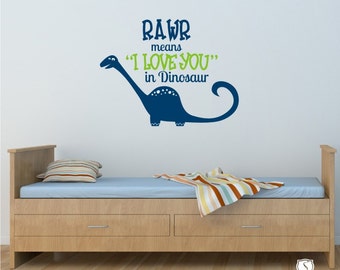 Nursery Dinosaur Wall Decals RAWR - Nursery Vinyl Wall Decals Kids Stickers Art Custom Home Decor