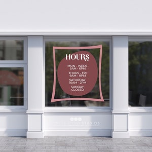 Horario de la tienda Calcomanía orgánica - Horario de la tienda personalizada - Horario comercial