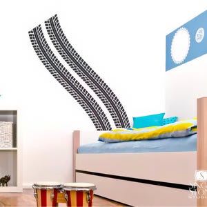 Nursery Tire Tracks Burn Rubber Wall Decal - Playroom Wall Decals Custom Home Decor
