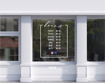 Customized Storefront Hours Square Decal - Custom Store Hours - Business Window Decals