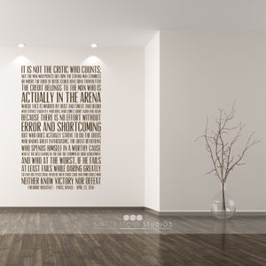 The Man In The Arena Quote Wall Decal - Business Office Vinyl Words