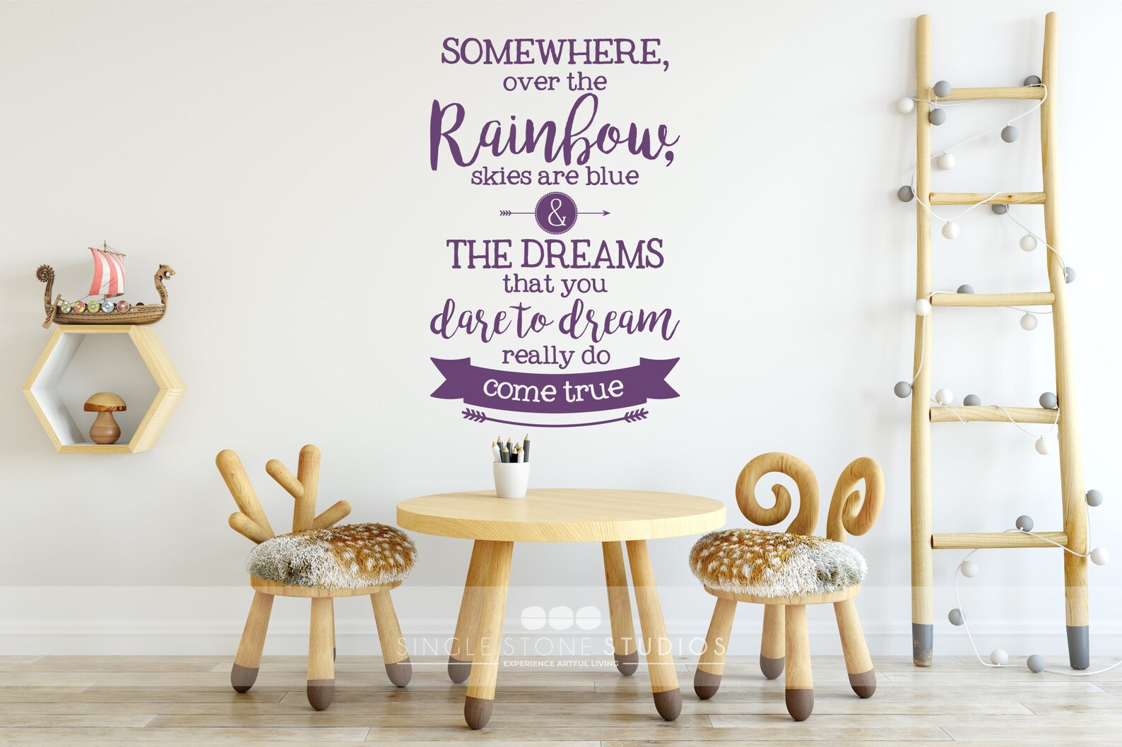 Over the Rainbow Nursery Wall Decal Quote Vinyl Text Art Etsy