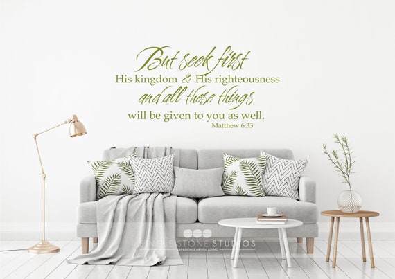 Wall Decal Bible Verse Matthew 6:33 - Vinyl Word Art Custom Home Decor