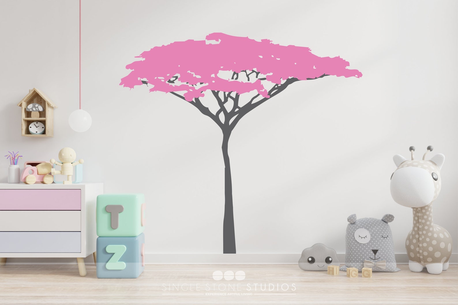 Nursery Acacia Jungle Safari Tree Wall Decal Wall Mural Etsy