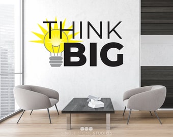 Think Big Lightbulb Vinyl Wall Decal: Motivational Office Decor