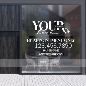 Customized Storefront By Appointment Only Logo Decal - Custom Store Hours - Business Window Decals