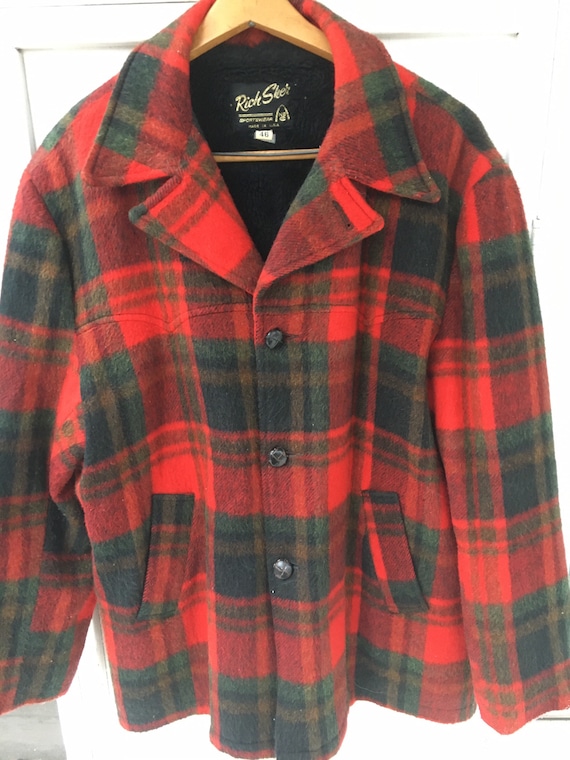 Vintage Classic Red Black Plaid Wool Lined Rich Sh