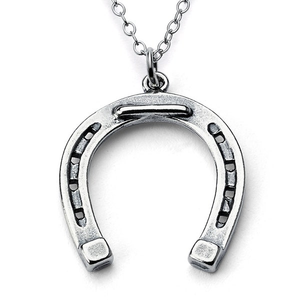 Lucky Realistic Horseshoe Horse Hoof Animal Shoe Symbol of Good Luck Charm Pendant Necklace 925 Sterling Silver  N0023S