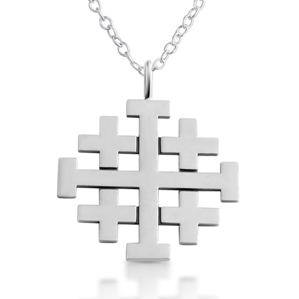 Jerusalem Crusaders Cross 5 Greek Crosses Symbol of the Christ's Wounds Religious Charm Pendant Necklace 925 Sterling Silver #Azaggi N0188S