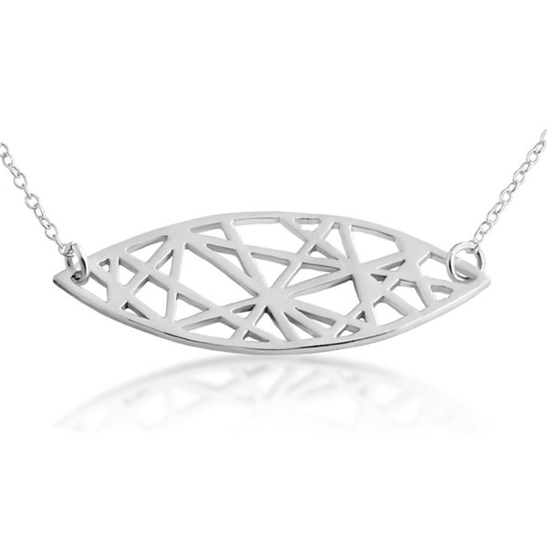 Sideways Abstract Elliptical Mandorla Shape Triangle Geometric Forms Religious Charm Pendant Necklace 925 Sterling Silver  N0112S