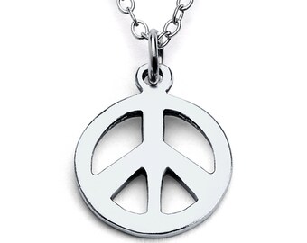 Tiny Peace Sign Hippie Symbol Charm Pendant Necklace 925 Sterling Silver  N0016S