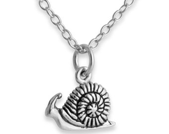 Snail Double Sided Charm Pendant Necklace 925 Sterling Silver  N0474S
