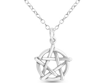 Pentagram Pentacle Star Charm Pendant Necklace 925 Sterling Silver  N0881S