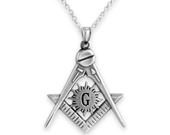 Masonic Compass And Square Freemason Drop Dangle Hook Earrings #925 Sterling Silver #Azaggi E0741S