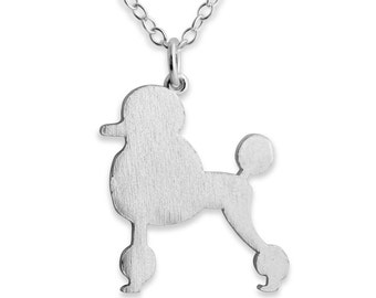 Poodle Dog Silhouette Pet Animal Puppy Charm Pendant Necklace 925 Sterling Silver  N0366S