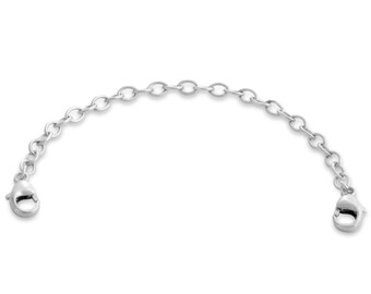 4mm Thick Bracelet / Necklace Safety Chain 2.0''-6.0" with Two 5mm Lobster Claw Clasps 925 Sterling Silver  S0584S