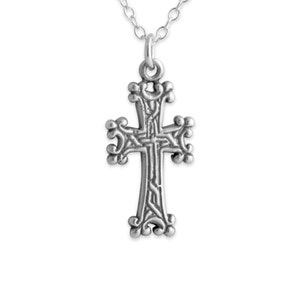 6 Budded Armenian Cross Khachkar Siroun Eastern Christian Religious Symbol Charm Pendant Necklace 925 Sterling Silver  N0233S