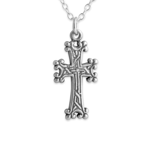 6 Budded Armenian Cross Khachkar Siroun Eastern Christian Religious Symbol Charm Pendant Necklace 925 Sterling Silver  N0233S