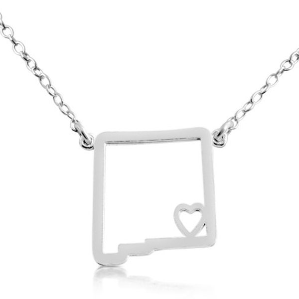 New Mexico Home is Where The Heart Is NM State American Charm Pendant Jump Ring Necklace 925 Sterling Silver  N0628S_NM