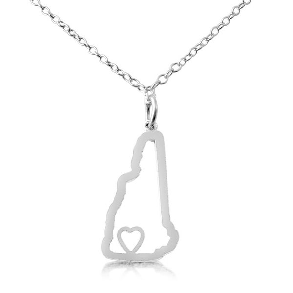 New Hampshire Home is Where The Heart Is NH State American Charm Pendant Necklace 925 Sterling Silver  N0628S_NH