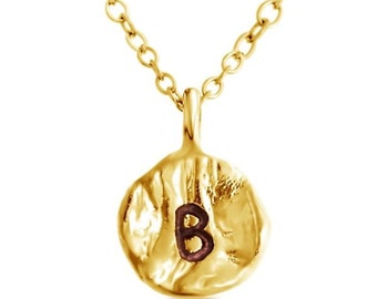 Letter B Passion Initial Coin Charm Pendant Necklace #14K Gold Plated over 925 Sterling Silver  N0595G_B