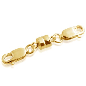 Magnetic Jewelry Clasps with Two 4MM Lobster Claw Clasps 14K Gold Plated over 925 Sterling Silver M0683G image 1