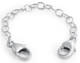 2.5mm Thick Bracelet / Necklace Safety Chain 2.0''-6.0" with Two 5mm Lobster Claw Clasps 925 Sterling Silver  S0588S