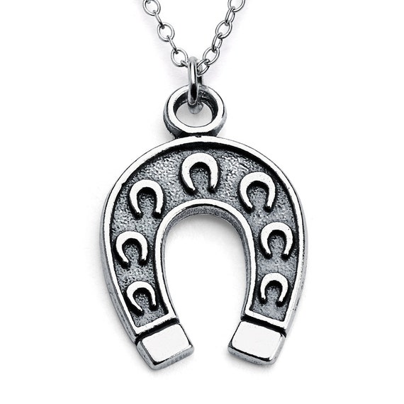  925 Sterling Silver Lucky Horseshoe Pendant Necklace