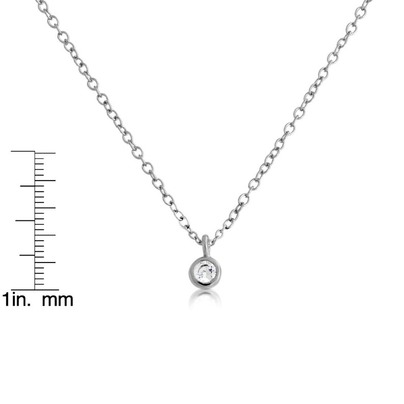 Clear Cubic Zirconia Stone Round CZ Gem Charm Pendant Necklace #925 Sterling Silver #Azaggi N0593S