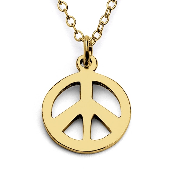 White gold 2024 peace sign necklace
