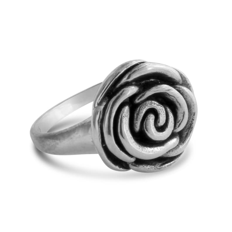 Valentine/'s Rose Bloom US National Flower Floral Symbol of Love and Passion Romantic Stackable Ring #925 Sterling Silver #Azaggi R0383S
