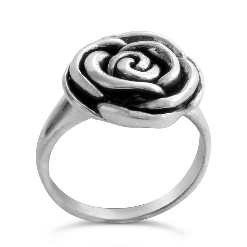 Valentine/'s Rose Bloom US National Flower Floral Symbol of Love and Passion Romantic Stackable Ring #925 Sterling Silver #Azaggi R0383S