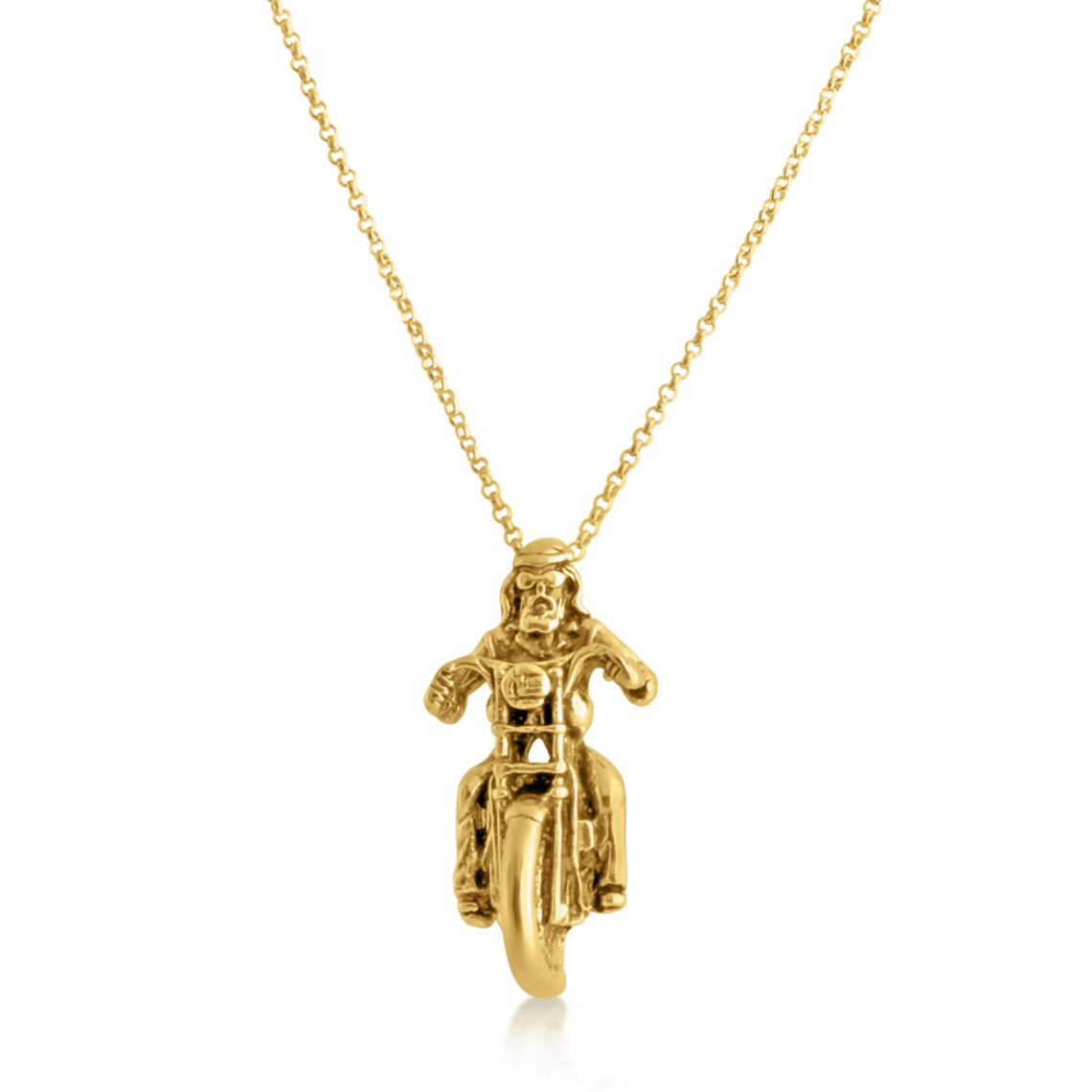 Motorcycle Rider Bike Rocker Style Charm Pendant Necklace 14K - Etsy
