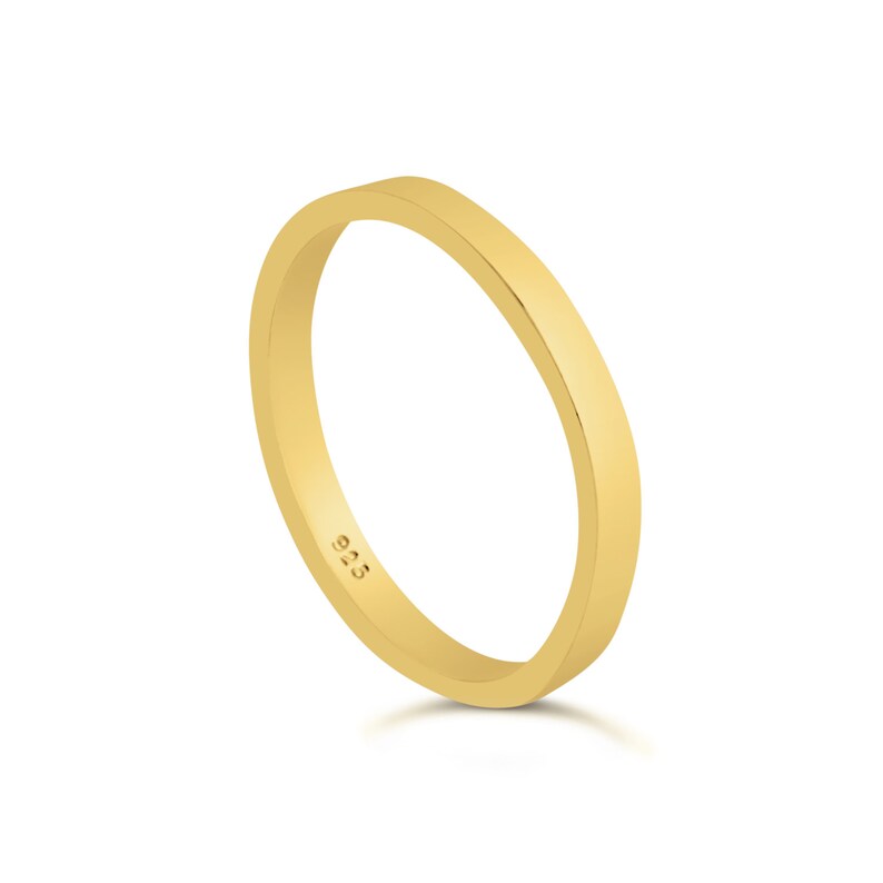Plain Stackable Ring Band #14K Gold Plated over 925 Sterling Silver #Azaggi R0338G