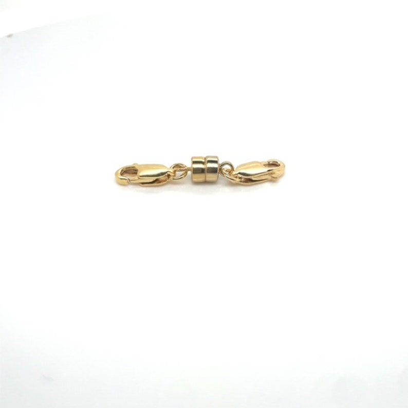Magnetic Jewelry Clasps with Two 4MM Lobster Claw Clasps 14K Gold Plated over 925 Sterling Silver M0683G image 2