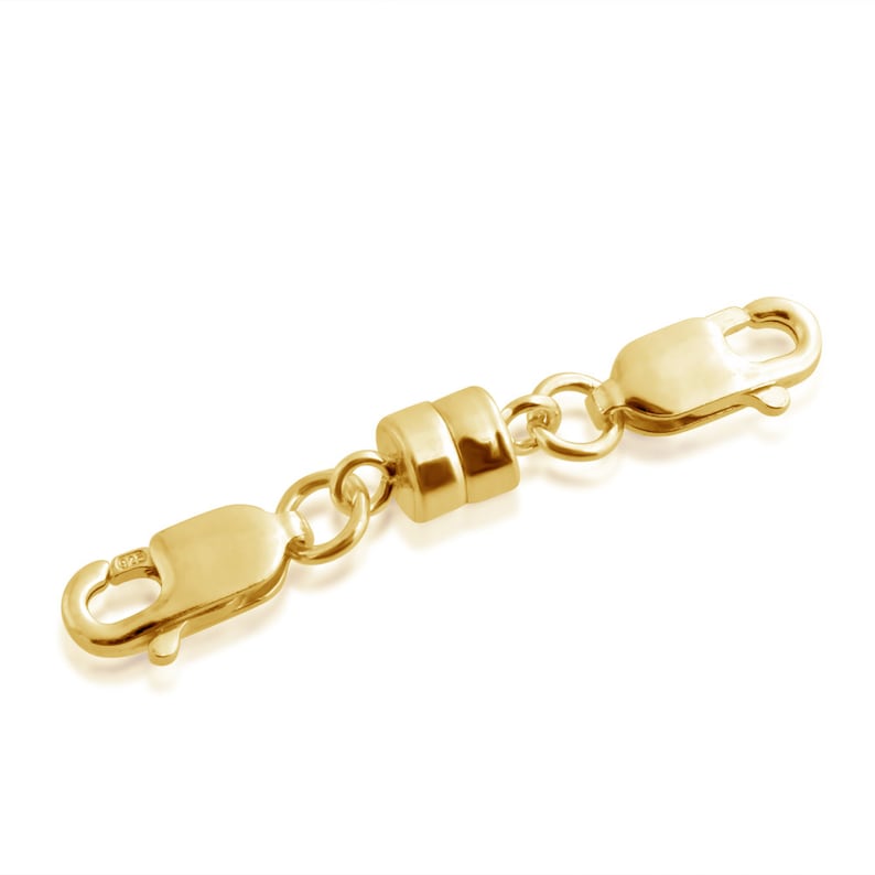 Magnetic Jewelry Clasps with Two 4MM Lobster Claw Clasps 14K Gold Plated over 925 Sterling Silver M0683G image 1