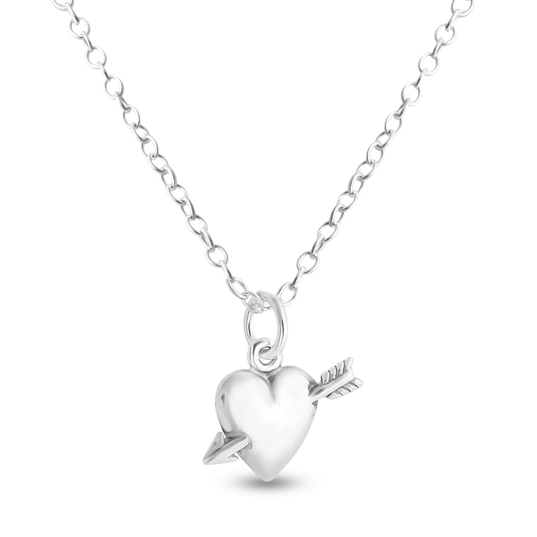 Solid Heart and Cupid's Arrow Charm Pendant Necklace 925 - Etsy