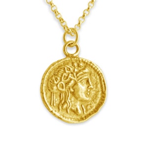 Denarius M. Voltei M F Replica Ancient Coin Currency Numismatic Pendant Necklace #14K Gold Plated over 925 Sterling Silver  N0148G