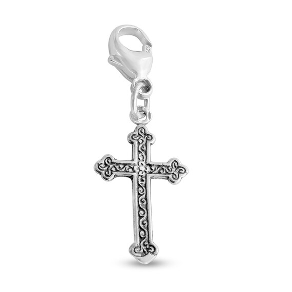 Jewels Obsession Cross Necklace Rhodium-plated 925 Silver Budded Cross Pendant with 16 Necklace