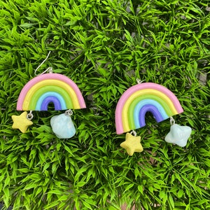 Rainbow Star Cloud Dangle Earrings