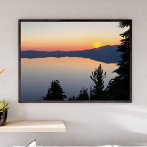 Beautiful Crater Lake Sunrise Nature Downloadable, Printable Wall Art Photography Landscape