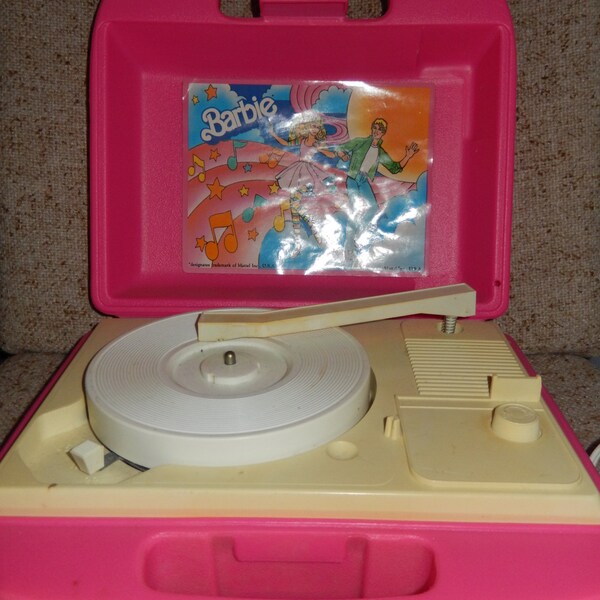 Vintage Bright Pink Barbie Record Player from the 1980s