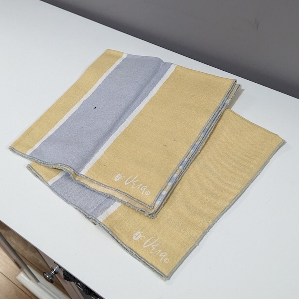 Set of 2 Vintage Vera Neumann Linen Blend Napkins Cream Light Grey