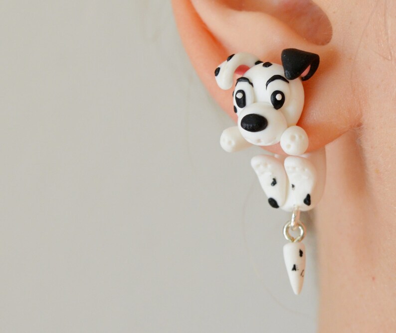 Dalmatian dog ear plugs dogs ear gauges Animal dangling gauges 16g 12g 8g 6g 4g 2g 0g 00g 12 916 58 34 1316 Ear stretcher ear hangers