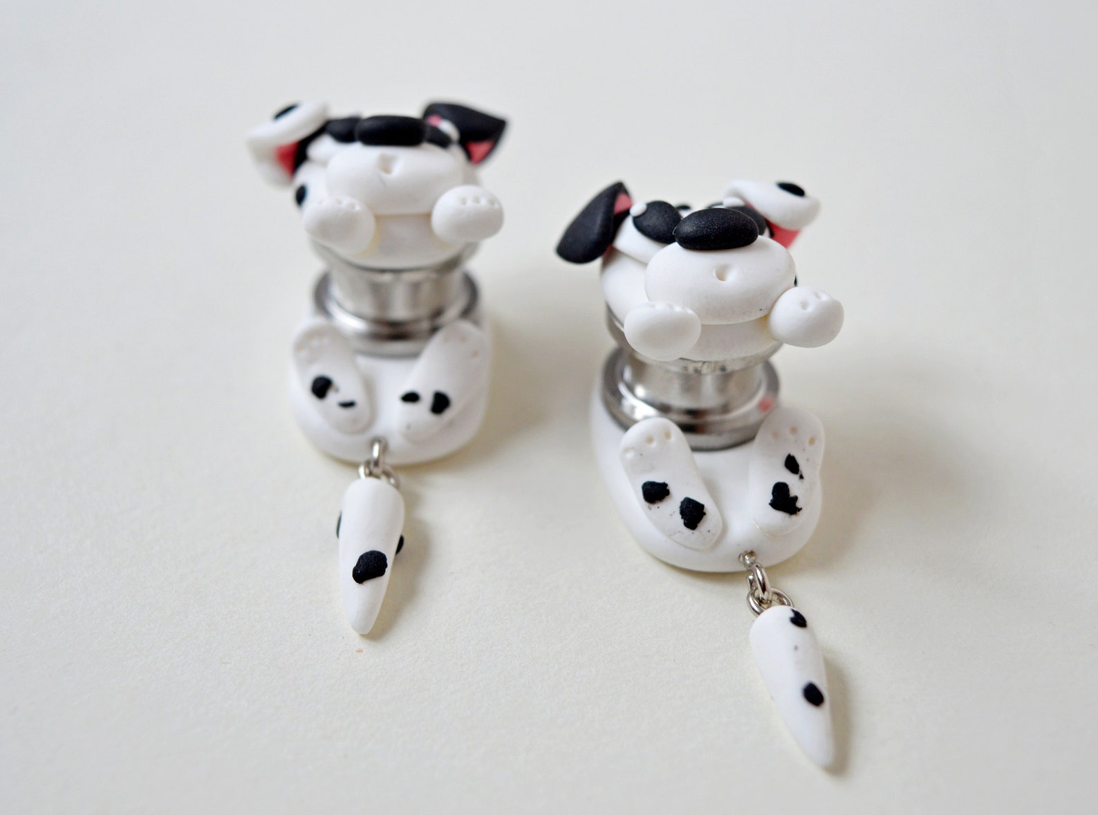 Dalmatian dog ear plugs dogs ear gauges Animal dangling gauges Etsy
