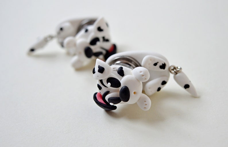 Dalmatian dog ear plugs dogs ear gauges Animal dangling gauges 16g 12g 8g 6g 4g 2g 0g 00g 12 916 58 34 1316 Ear stretcher ear hangers